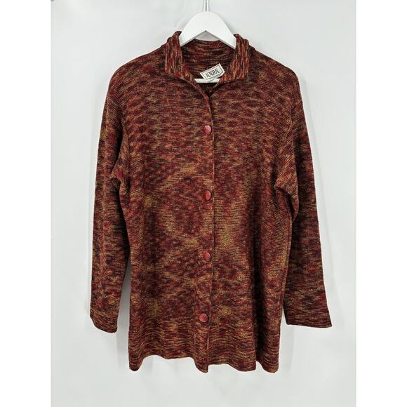 Alnoral Vintage Cardigan Sweater Womens Medium Brown Red Rust Wool Blend Knit - Picture 1 of 16